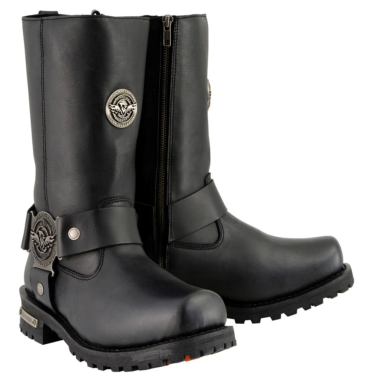 Natural Milwaukee Leather MBM9060W Men’s Black Wide-Width 11-inch Classic Harness Square Toe Boots Specialty