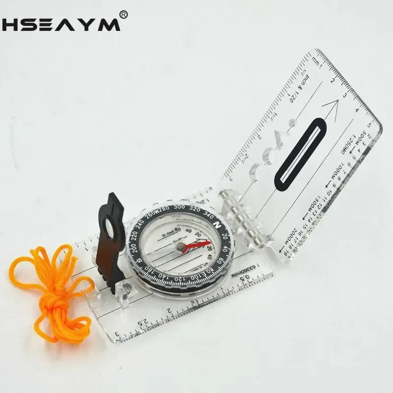 Crafted Drawing Scale Compass Folding Map Ruler – Survival Tool Buckle for Car Camping Hiking Pointing Guide Specialty
