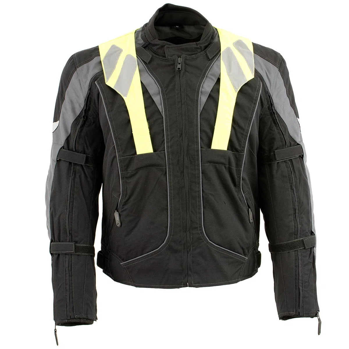 Verified NexGen SH2325 Men’s Armored Two in One Textile and Mesh Racing Jacket with Retractable Hi Viz Protection Traditional