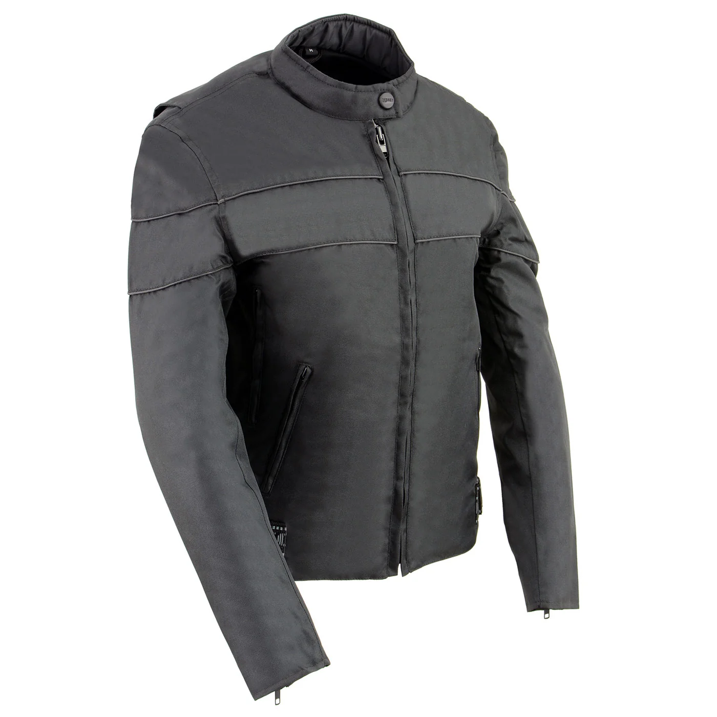 Functional Milwaukee Leather SH2261 Women’s Black Textile Lightweight Motorcycle Jacket with Reflective Piping Original Design