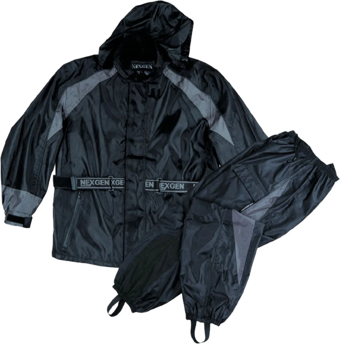 Excellent NexGen Men’s SH2050 Black and Grey Hooded Water Proof Armored Rain Suit Premium Material