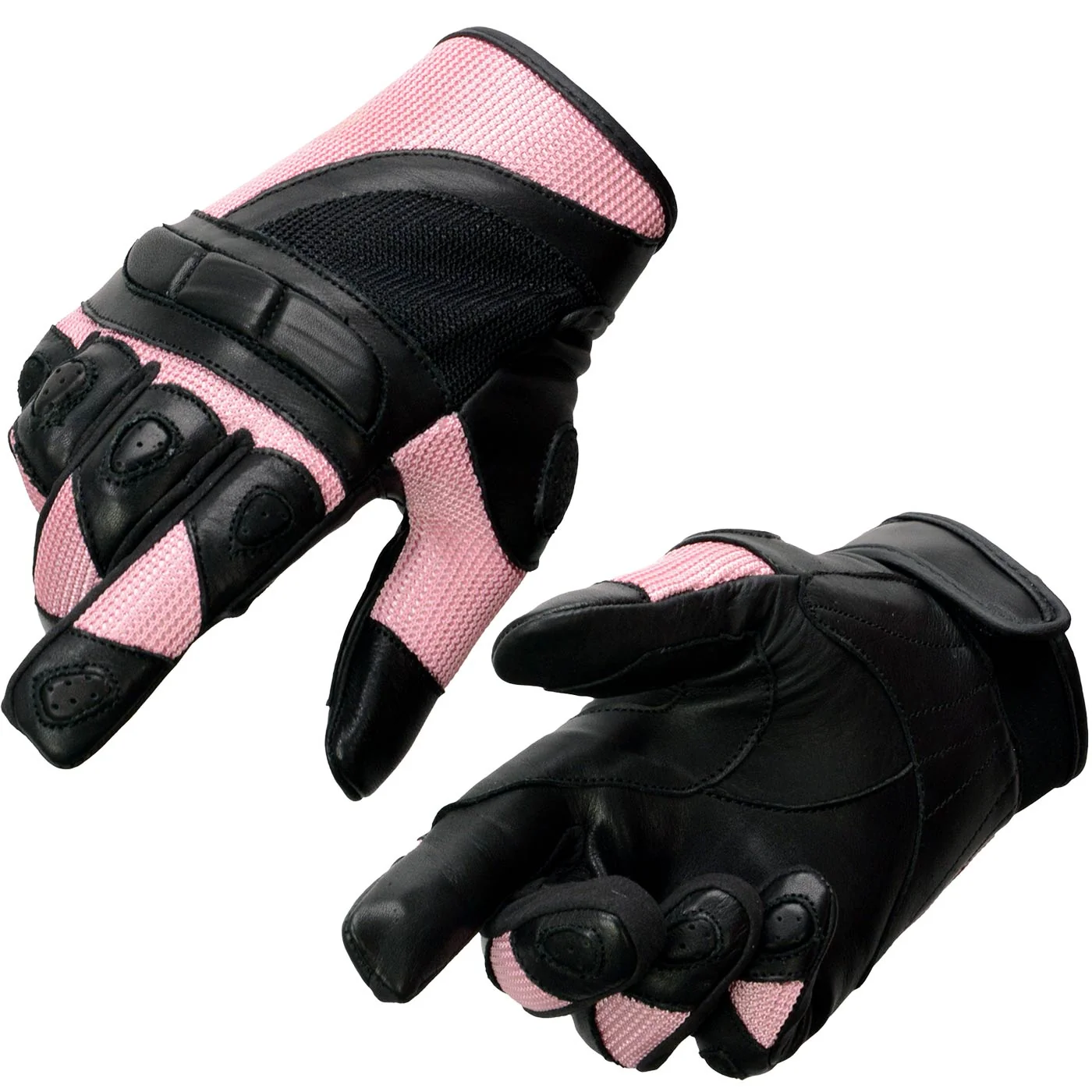 Trusted Milwaukee Leather SH802 Women’s Black and Pink Leather with Mesh Racing Gloves Modern
