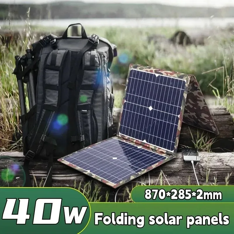 Crafted 40W Foldable Solar Panel Portable Solar Charger 12V Battery Power Station with 5V USB for Mobile Phones Laptops Camping and Hiking Expertly Made