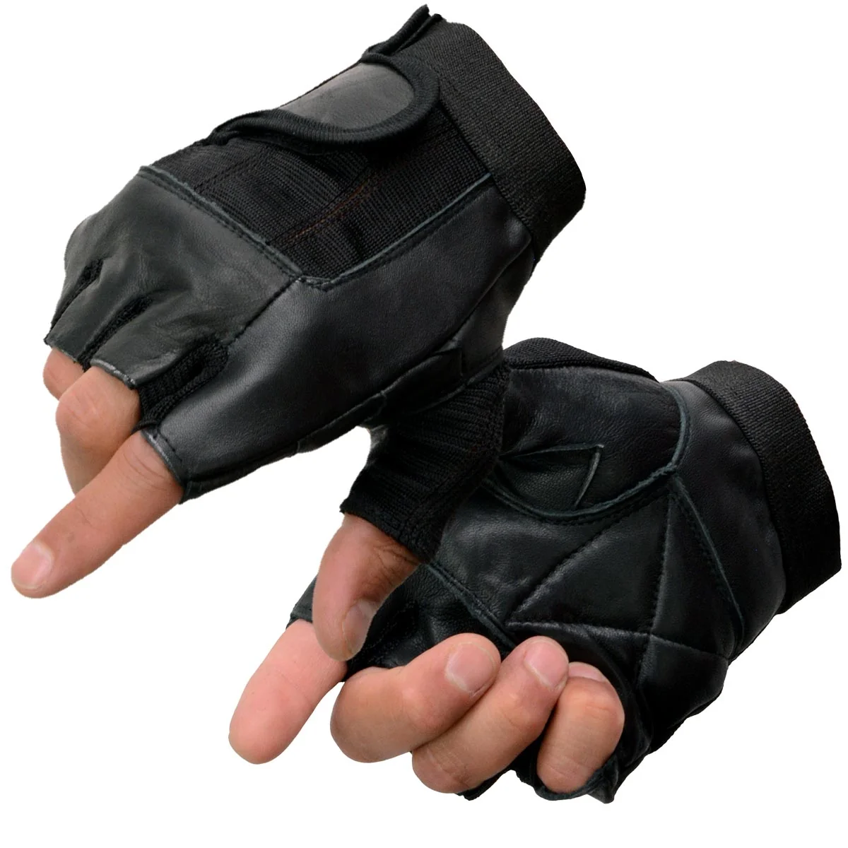 Convenient Milwaukee Leather SH217 Men’s Black Leather Gel Padded Palm Fingerless Motorcycle Hand Gloves W Breathable Mesh Material Green
