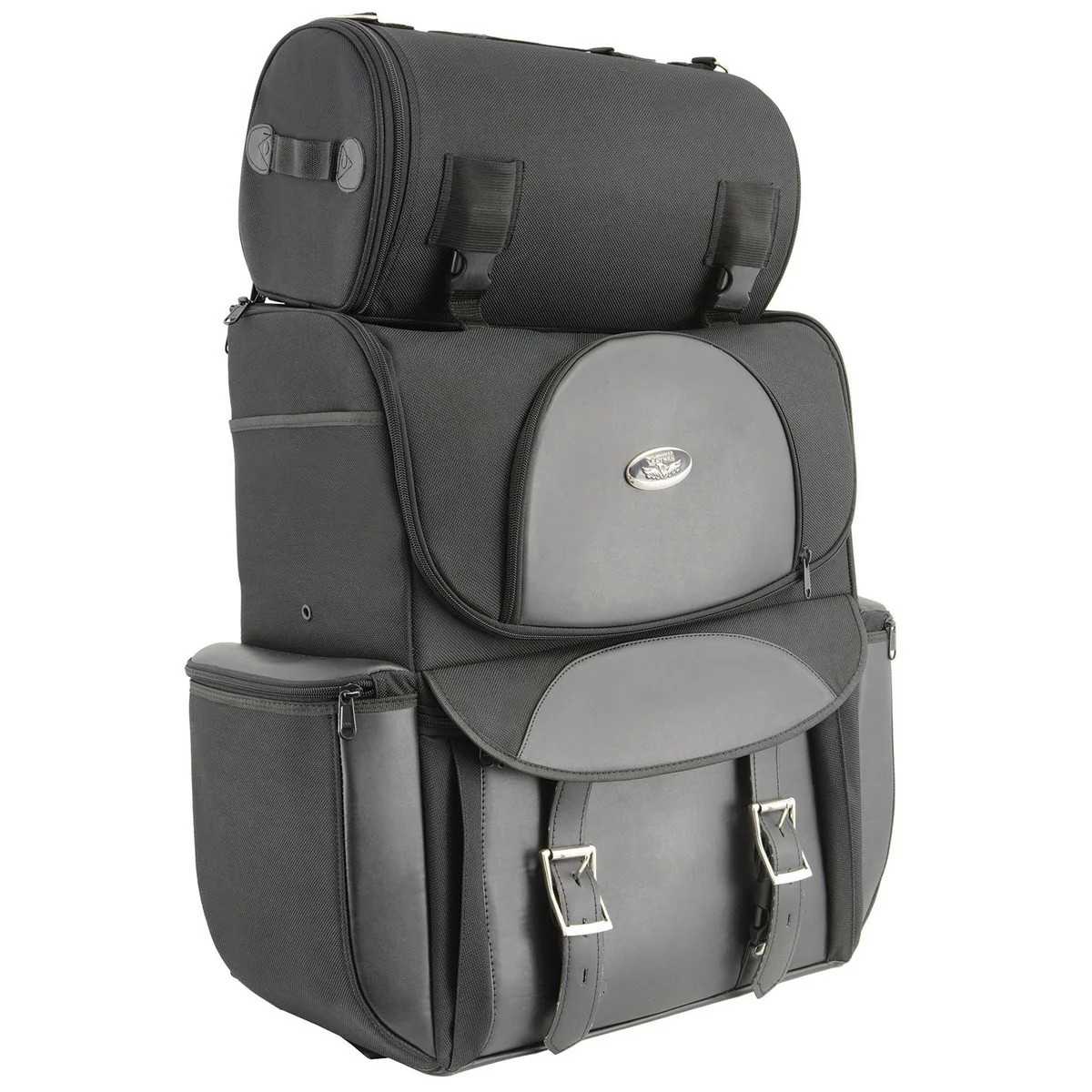 Expertly Made Milwaukee Leather SH605 Large Black Textile and PVC 2 Piece Touring Sissy Bar Motorcycle Bag Next-Generation