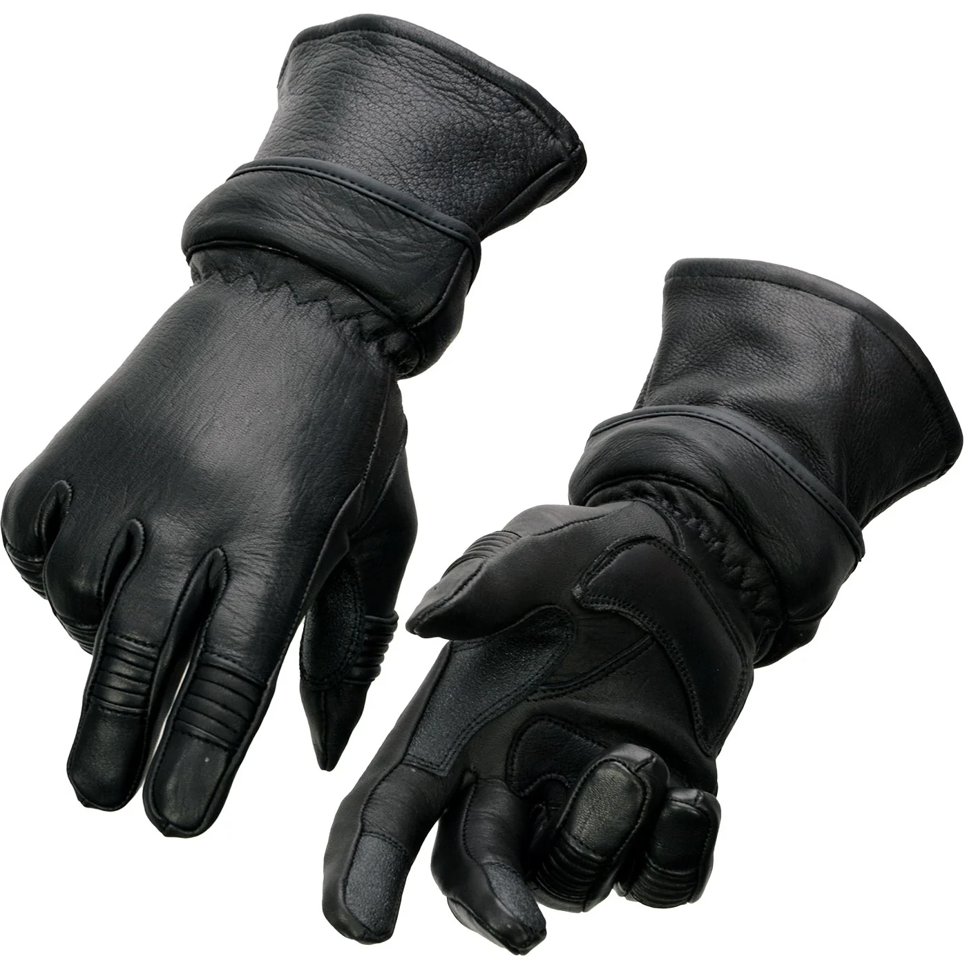 Artisan Milwaukee Leather SH870 Women’s USA Deerskin Black Leather Gauntlet Winter Gloves w Gel Palm Elegant