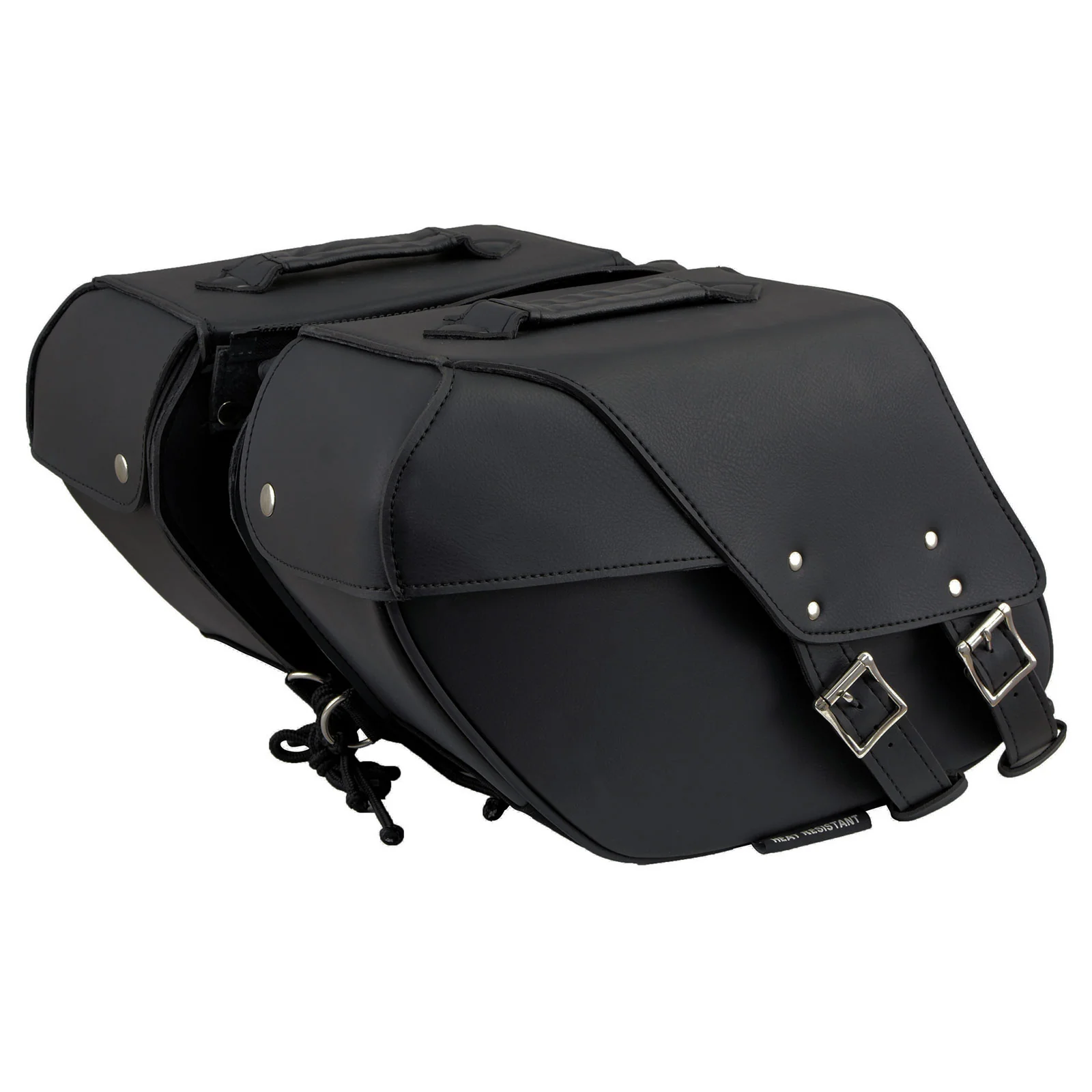 Sophisticated Milwaukee Leather SH66901ZB Medium Size Black PVC 2-Strap Throw Over Saddlebags w Reflective Piping Unique