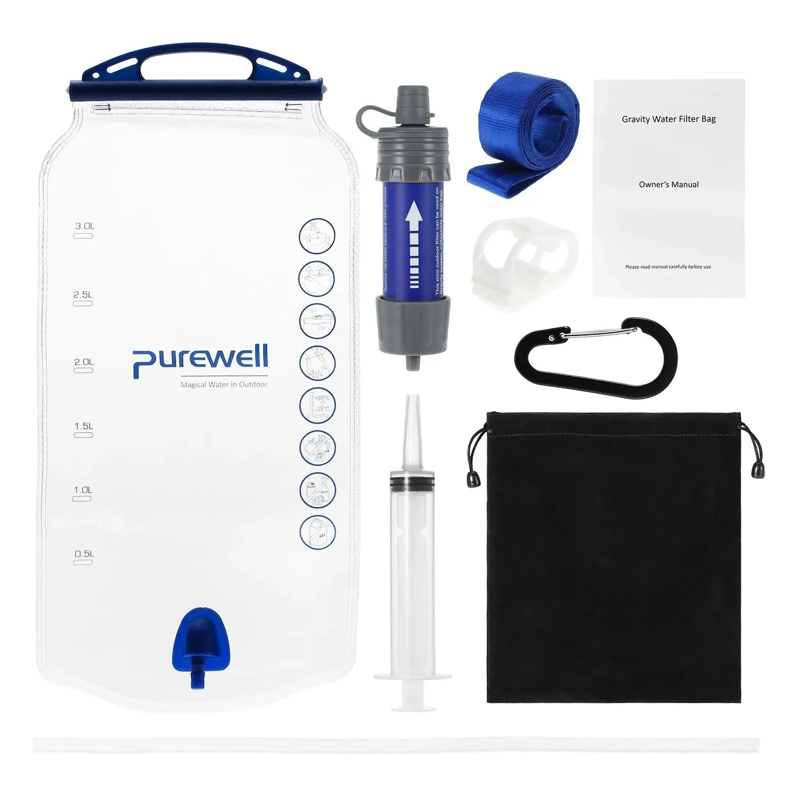 Fast Portable Water Filter Straw with Gravity Water Bag – I for Camping Hiking Backpacking and Emergency Use Trendy