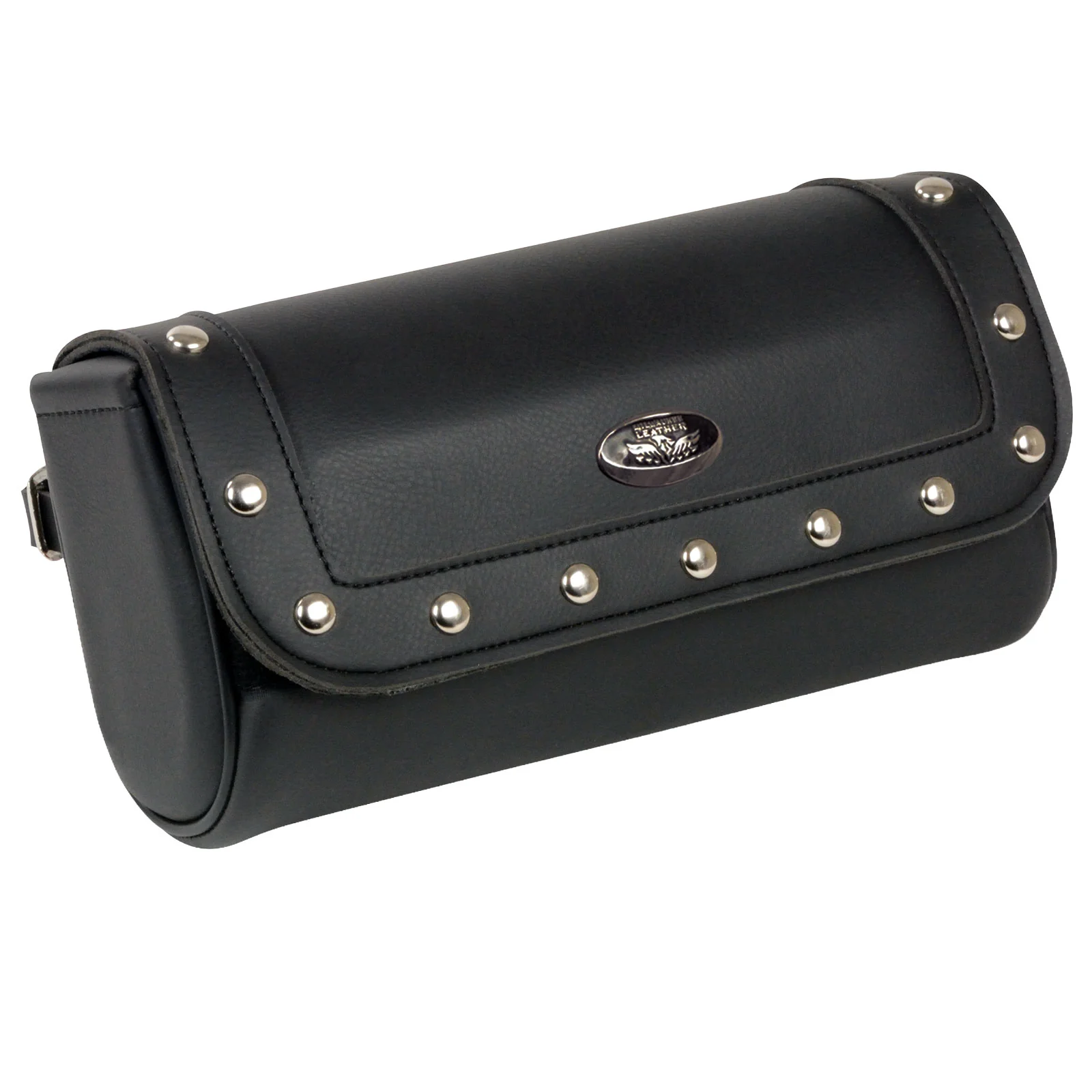 Elite Milwaukee Leather SH614 Black PVC Large Riveted Motorcycle Tool Bag Detailed