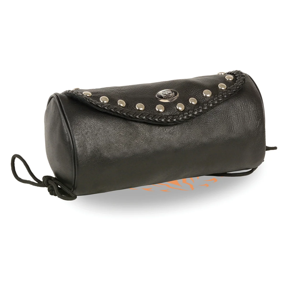 Smart Milwaukee Leather SH496 Black Soft Leather Large Braids and Studs Tool Pouch for Motorcycles Safe