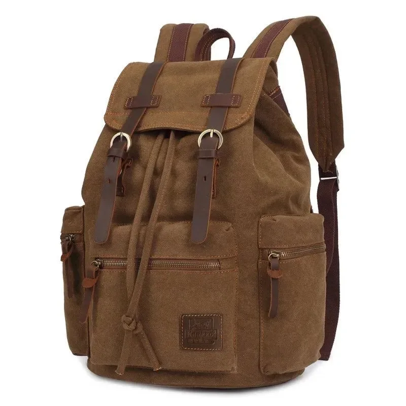 Organic Vintage Canvas Backpack for Men and Women – Travel Hiking and Camping Bag with Multiple Compartments Enhanced