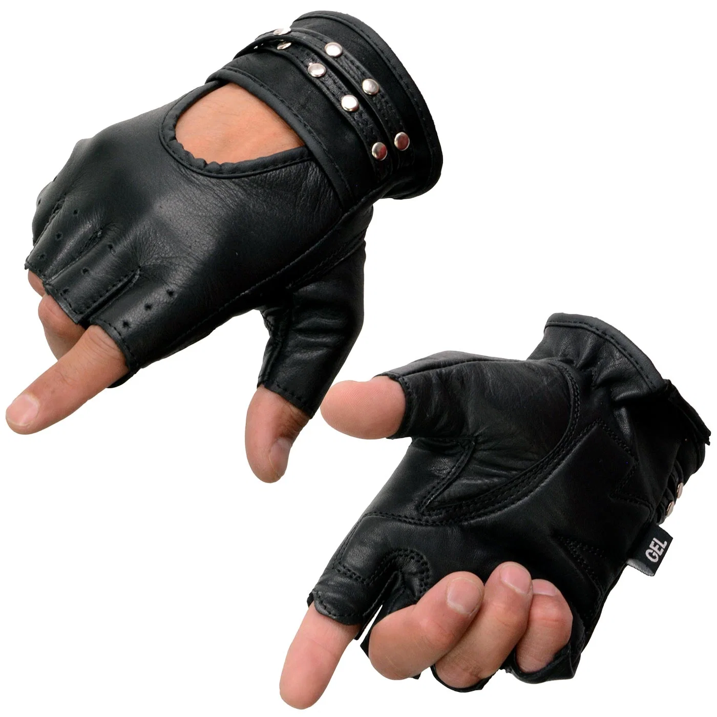 High-End Milwaukee Leather SH461 Women’s Black Leather Gel Palm Fingerless Motorcycle Hand Gloves Casual
