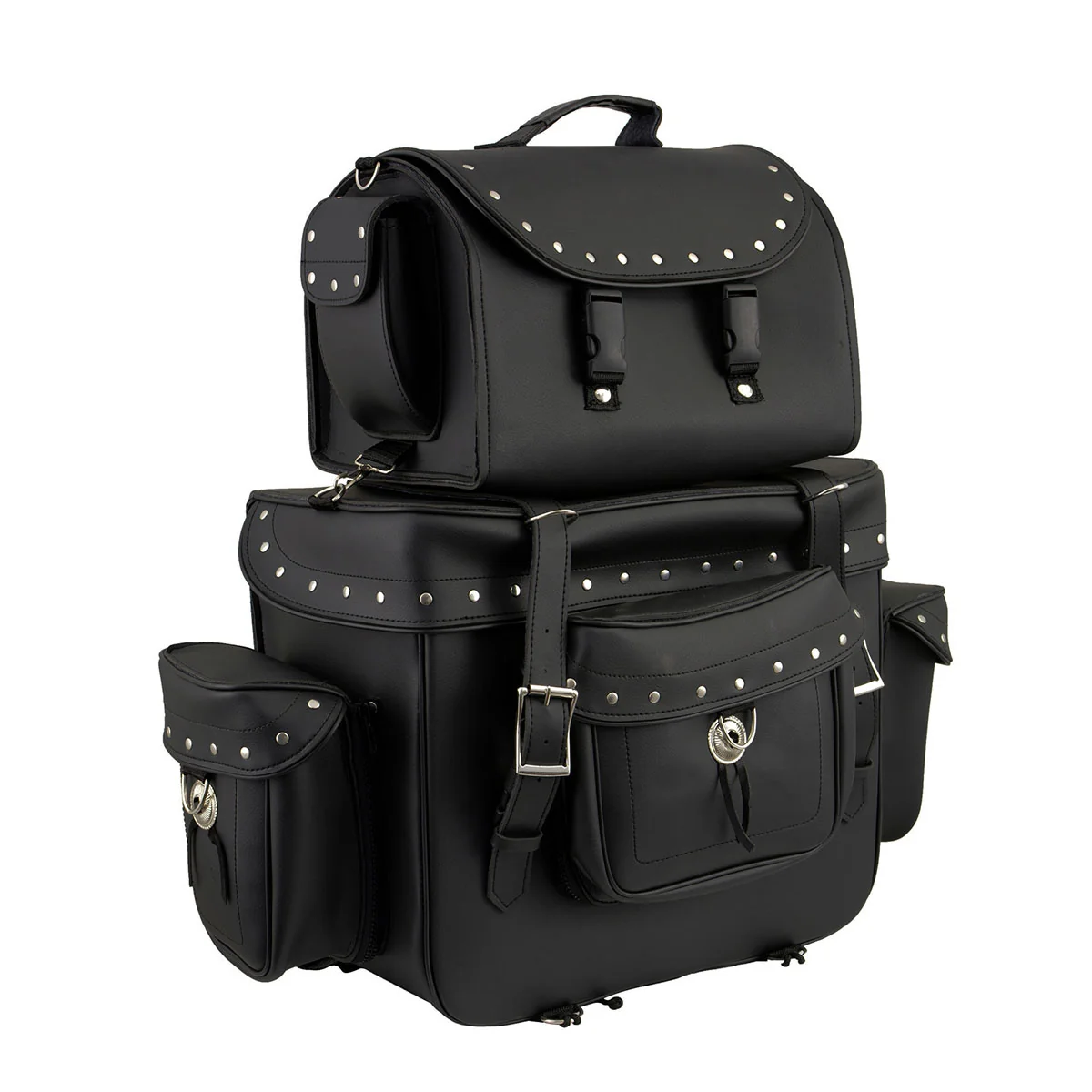 Trusted Milwaukee Leather SH660 Large Black 2-Piece PVC Motorcycle Touring Bag Pack High-Grade