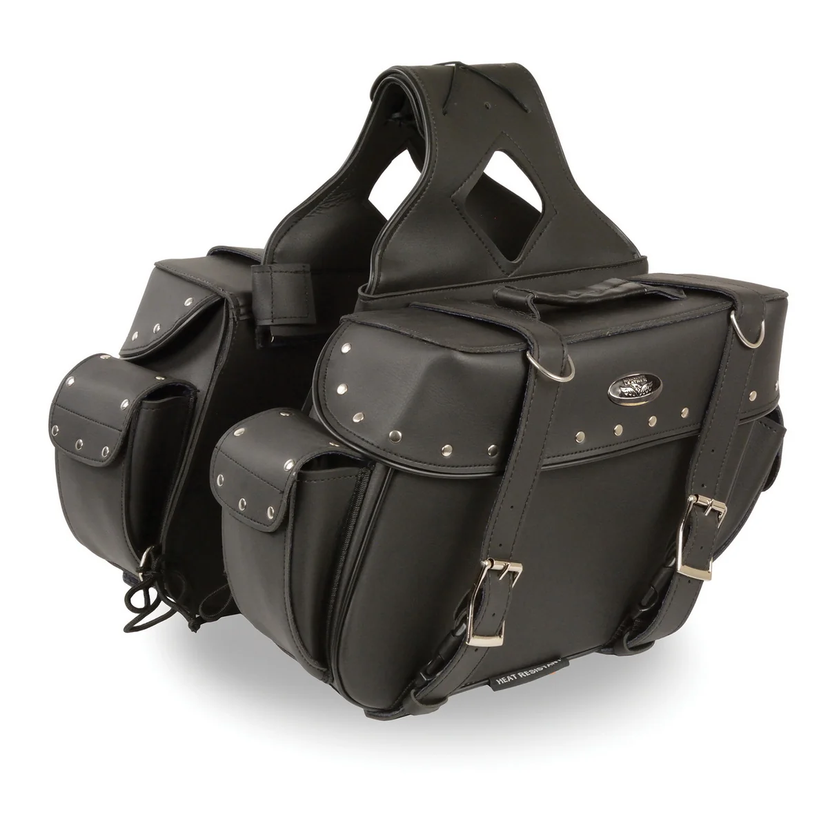 Optimized Milwaukee Leather SH57402ZB Black Medium Zip-Off PVC Throw Over Riveted Motorcycle Saddlebags Refined