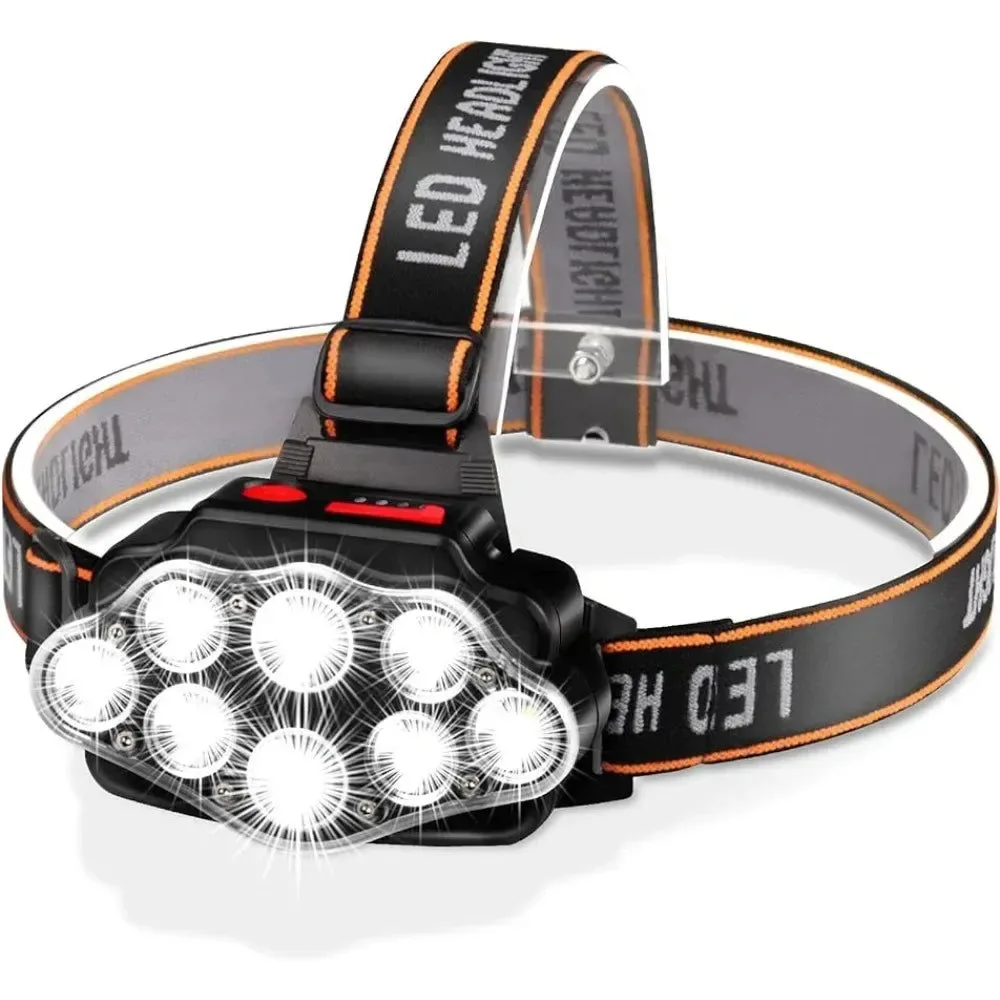 Selected LED USB Rechargeable Headlamp High Lumen Bright Head Lamp with 8 LED and IPX4 Waterproofing Pure