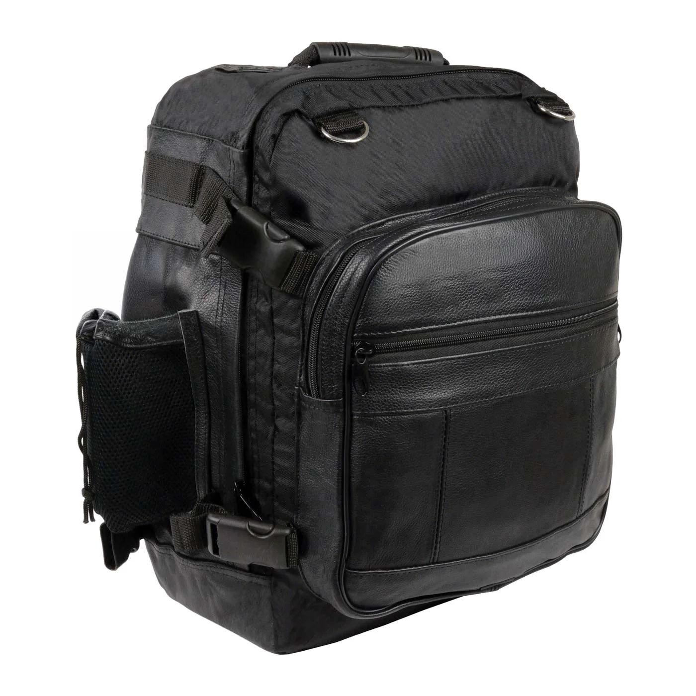 Functional Milwaukee Leather SH54001 Medium Black Leather and Textile Motorcycle Cruiser Sissy Bar Bag Back-Pack Professional