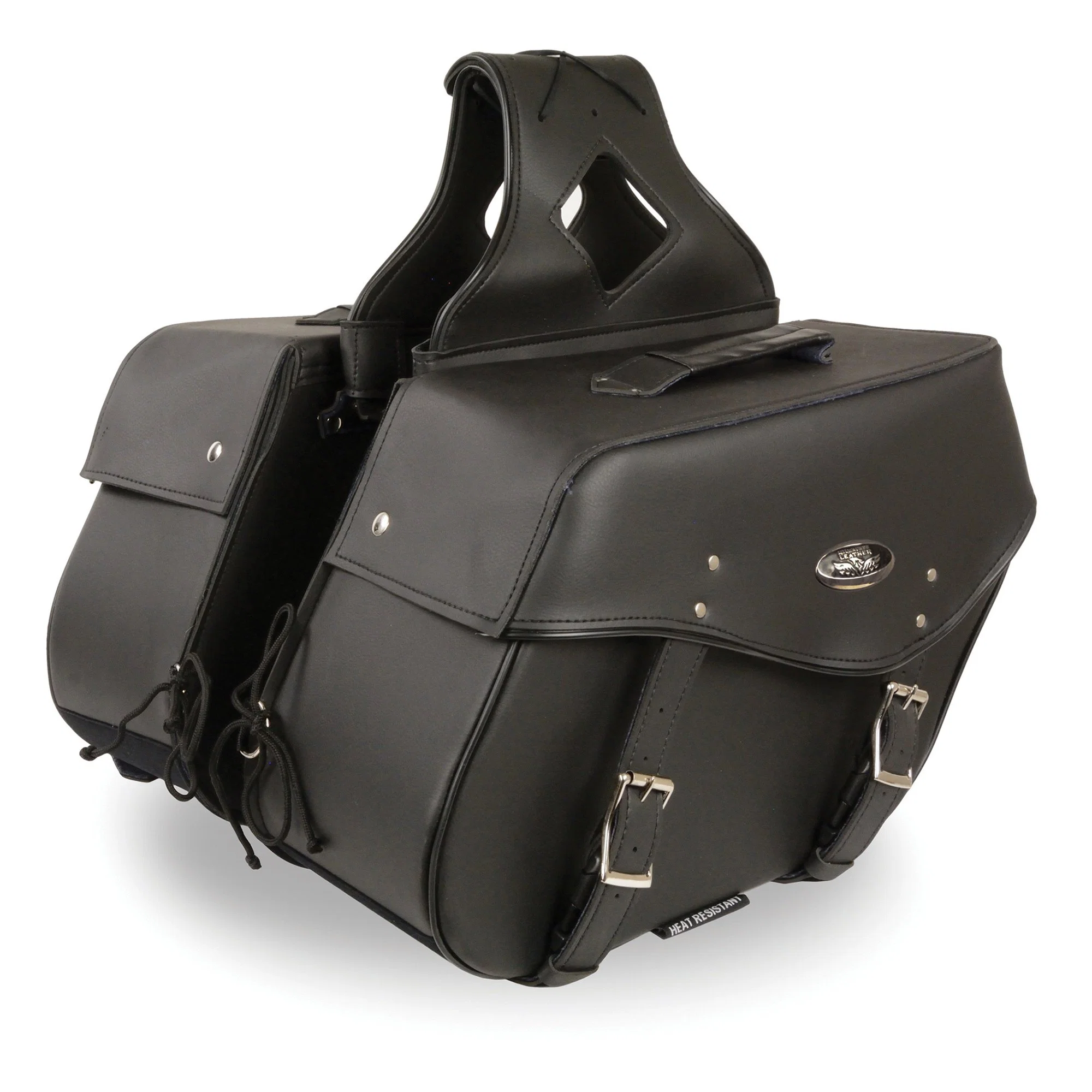 Smart Milwaukee Leather SH55302ZB Black Large Zip-Off PVC Throw Over Saddlebags Premium Material