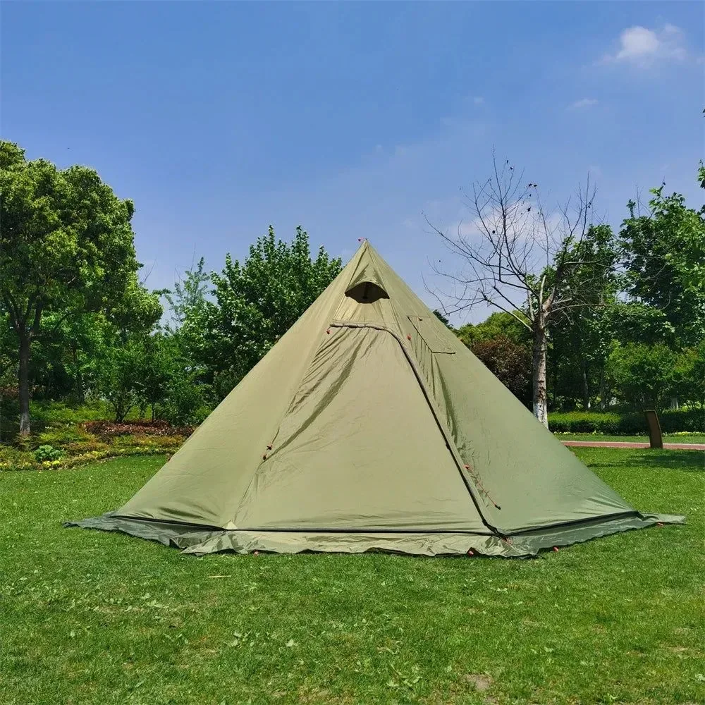 Versatile 1-2 Person Upgraded Pyramid Tent – 201T Polyester Snow Skirt Chimney Hole Aluminum Poles Winter Ready Convenient