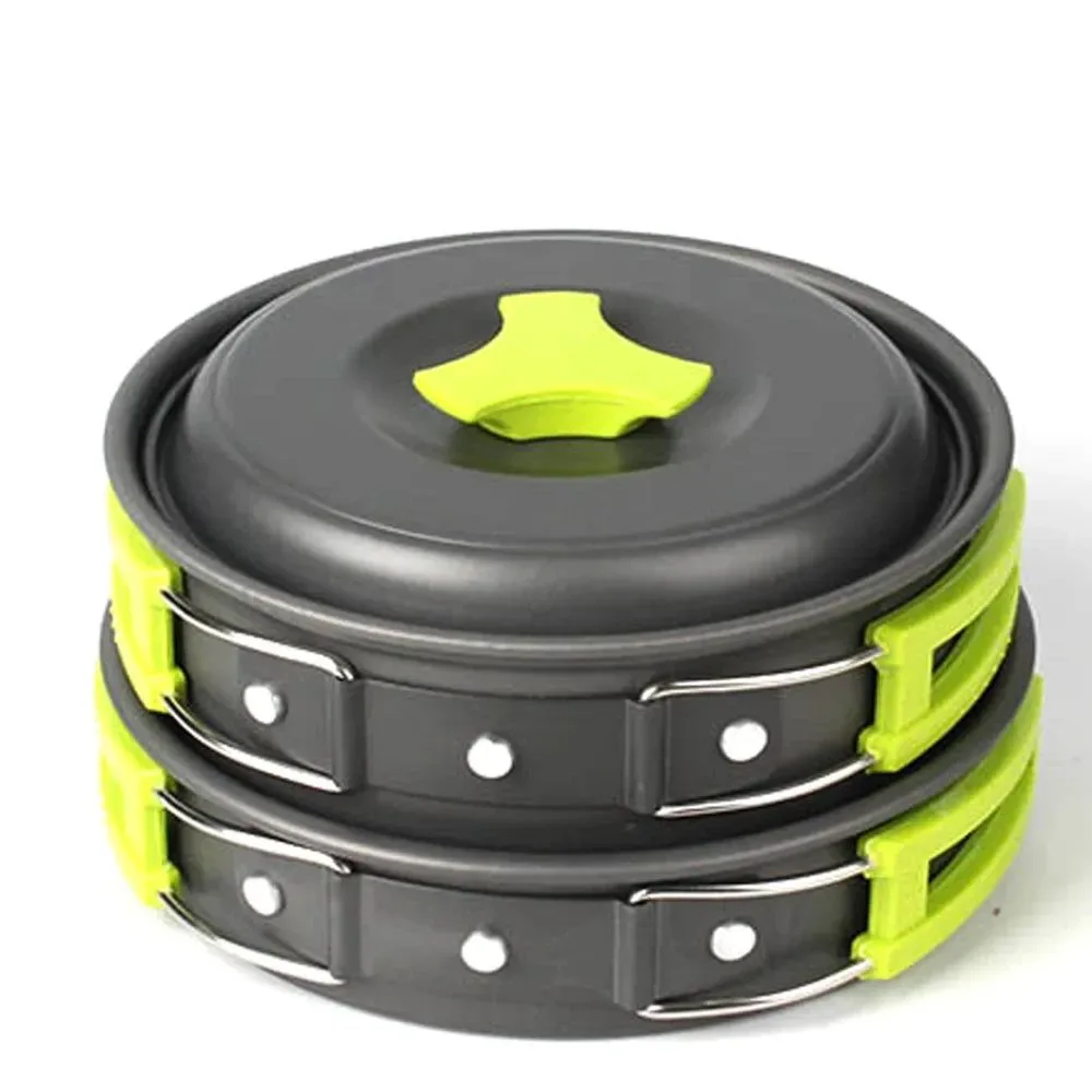 Practical 6-Piece Portable Cookware Set – 2-3 Persons Camping Pot Bowl and Spoon for Outdoor Hiking and Backpacking Modern