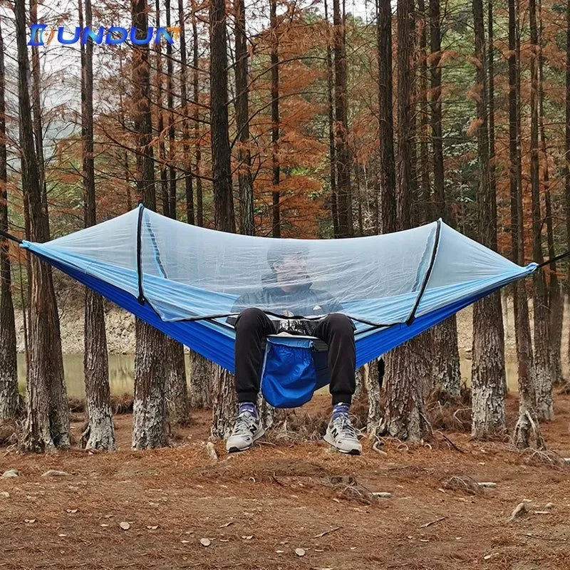 Environmentally Friendly Automatic Quick-Opening Mosquito Net Hammock – Anti-Rollover Nylon Rocking Chair for Outdoor Camping 260x140cm Contemporary