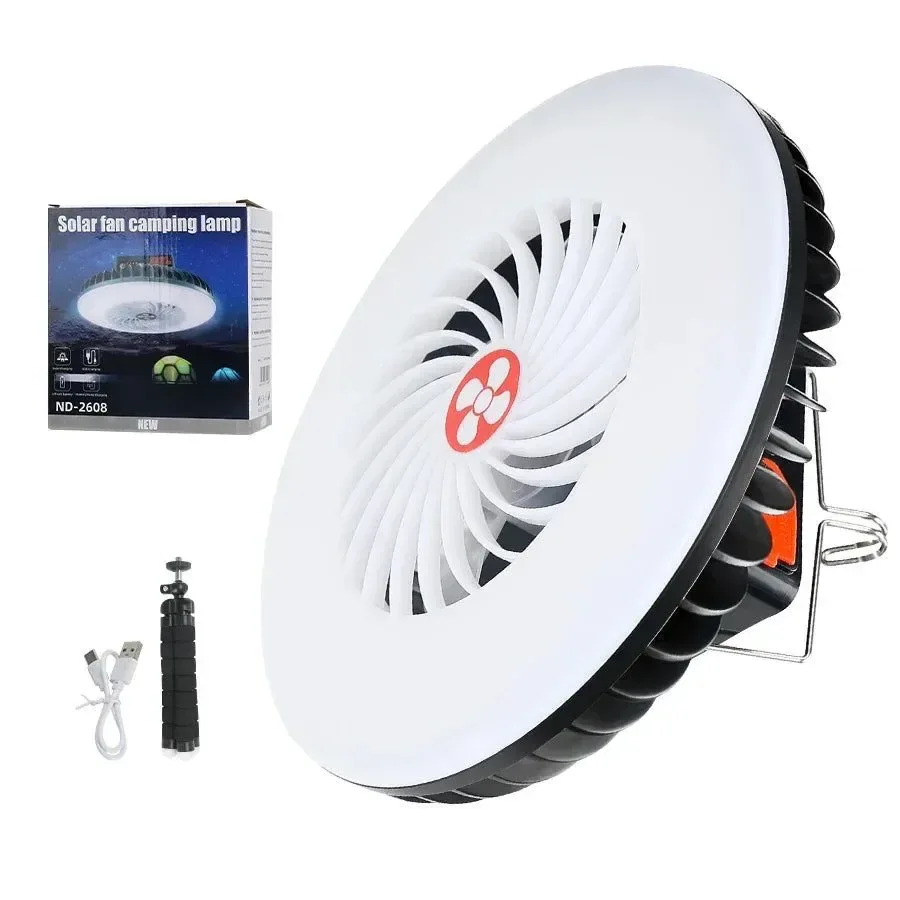 Effective Multifunctional Camping Tool – TYPE-C Solar Powered Charging LED Camping Light Fan Original Design