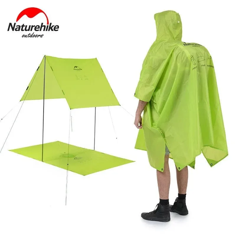 Unique Outdoor Raincoat Windbreaker 3-in-1 Multifunction Camping Hiking Waterproof Poncho Nylon Travel Awning Mat Easy-to-Use