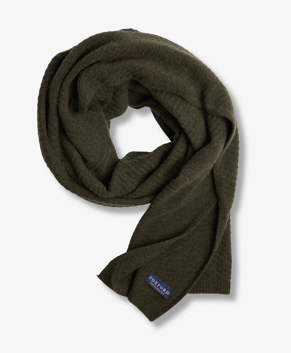 Comfortable Foxford Green Knitted Lambswool Scarf High-Grade