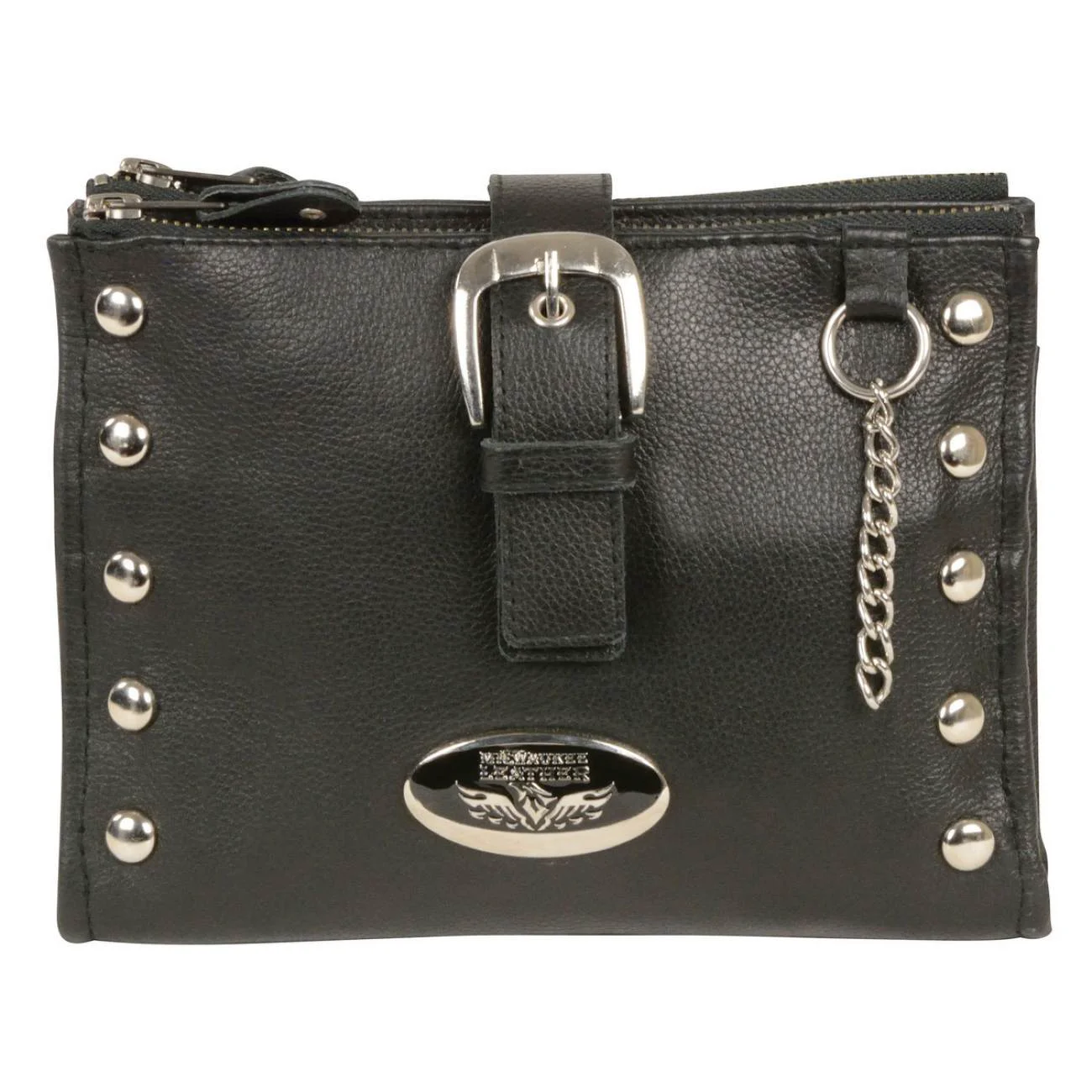 Casual Milwaukee Leather MP8800 Women’s Black Leather Studded Shoulder Bag Natural