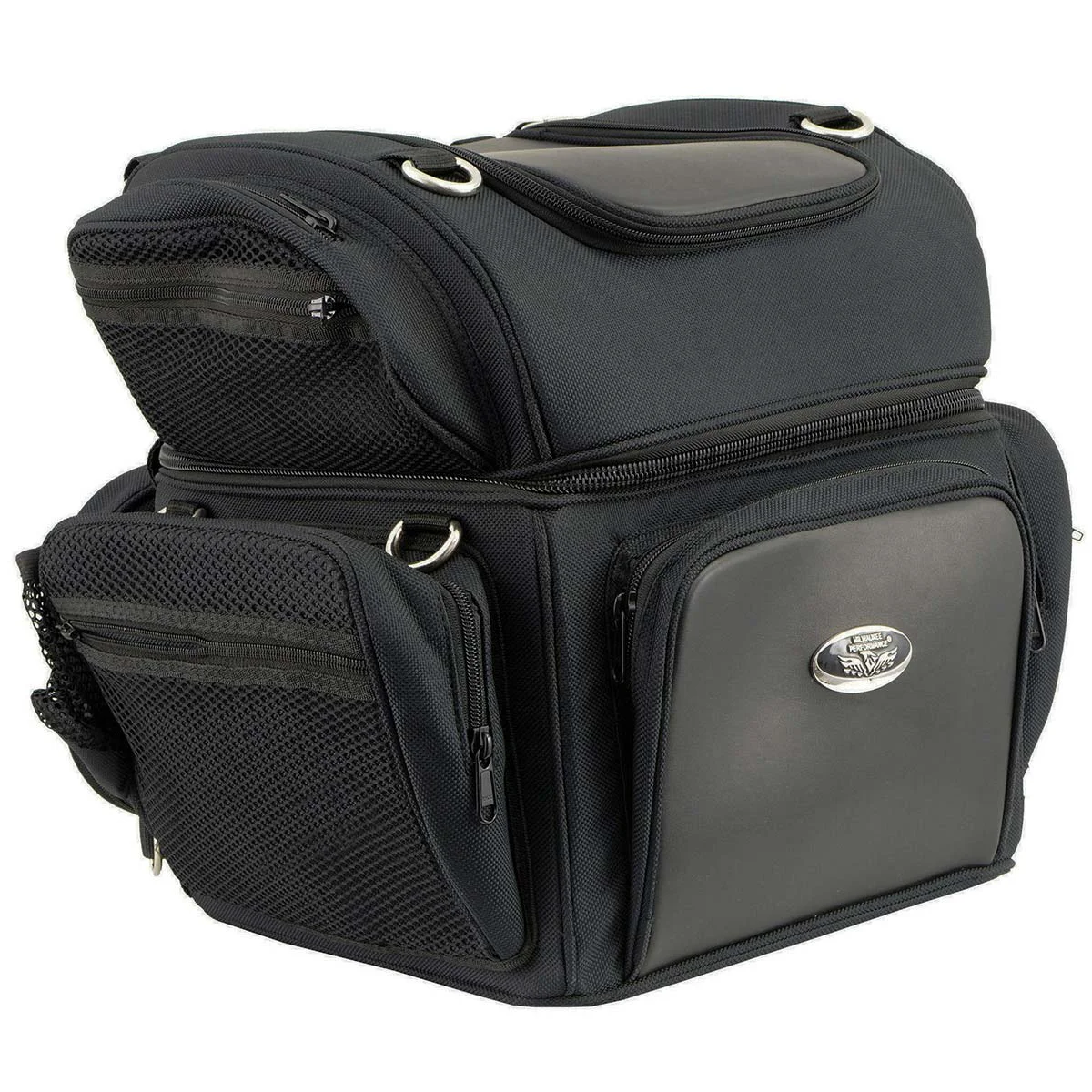 Lightweight Milwaukee Leather MP8170 Medium Black ‘5 Pocket’ Textile Motorcycle Double Barrel Sissy Bar Rack Bag High-Performance