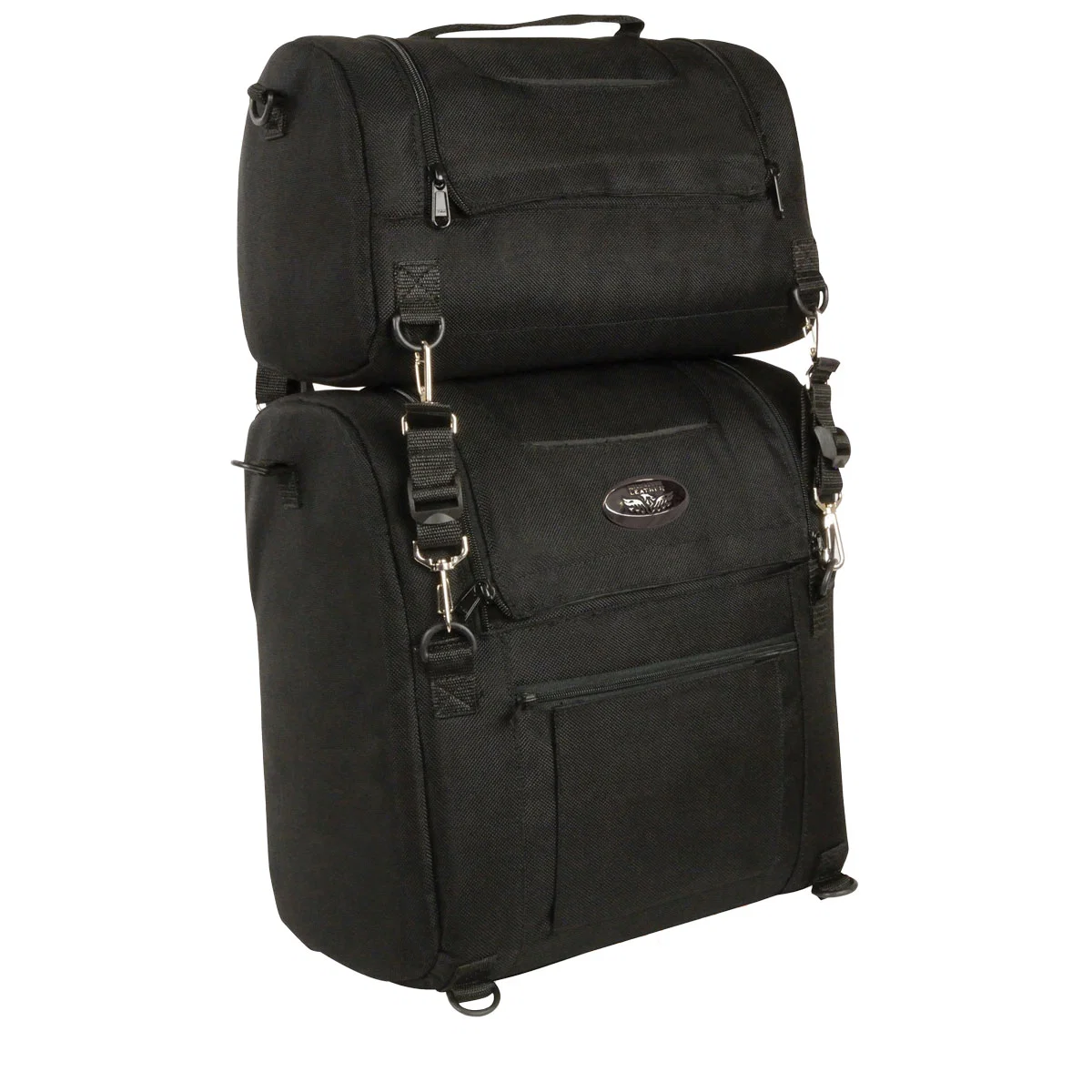 Quality Milwaukee Leather MP8120 Large Black Textile Motorcycle 2-Piece Combo Sissy Bar Bag Set Reusable