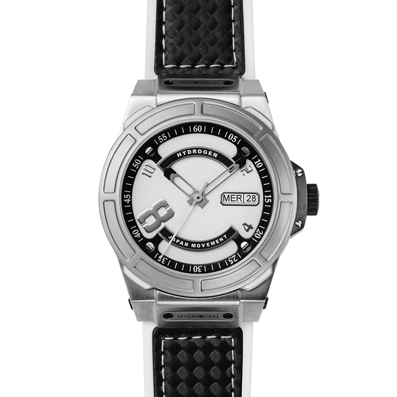 Traditional Hydrogen Japan Movement Silver Watch with Black Strap – Stylish Precision Timepiece