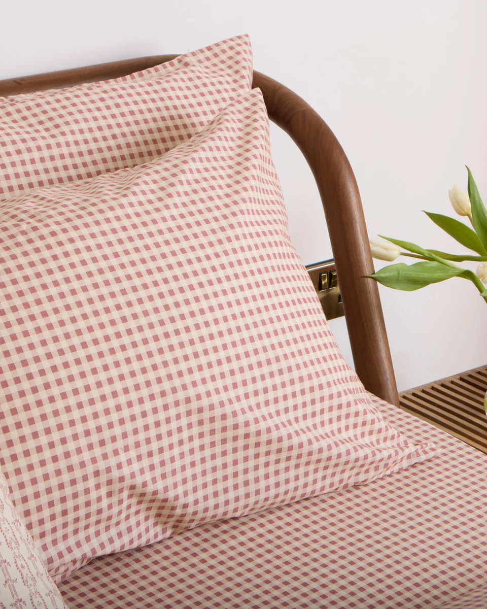 Classic Foxford Poppy Red Gingham Pillowcase Set Trusted