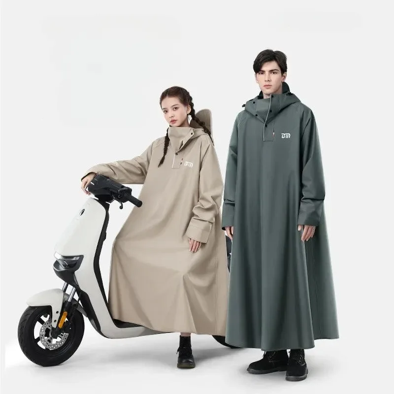 Clean Korean Fashion Long Raincoat – Thickened Oxford Waterproof Hooded Rain Poncho Trendy