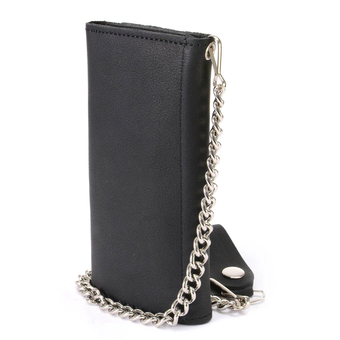 Eco-Friendly Milwaukee Leather MLW7865 Men’s 7 Black Soft Premium Cowhide Leather Tri Fold Wallet w Anti-Theft Stainless Steel Chain Fashionable