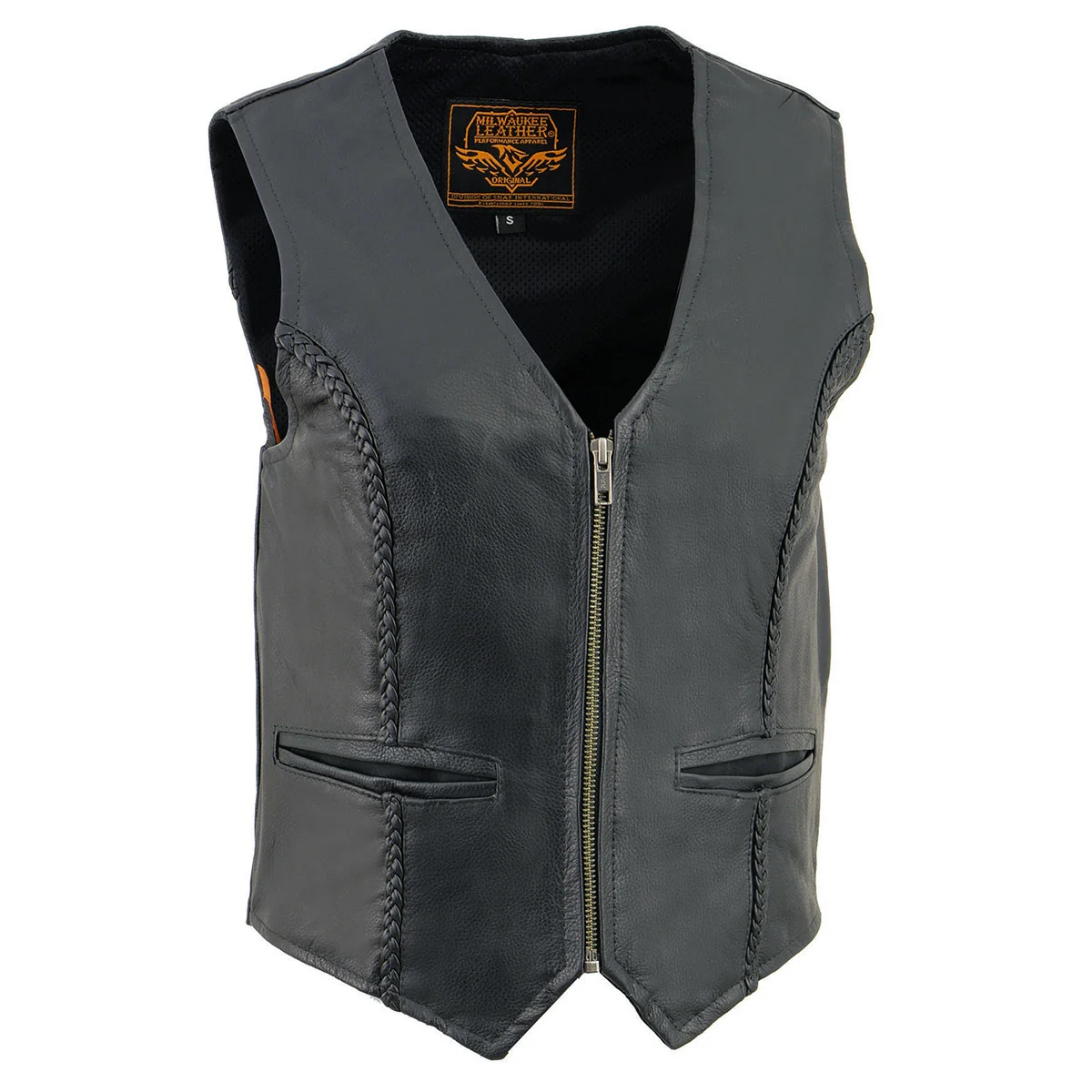 Sustainable Milwaukee Leather SH1246 Women’s Classic Black Leather Zipper Front Vest Casual