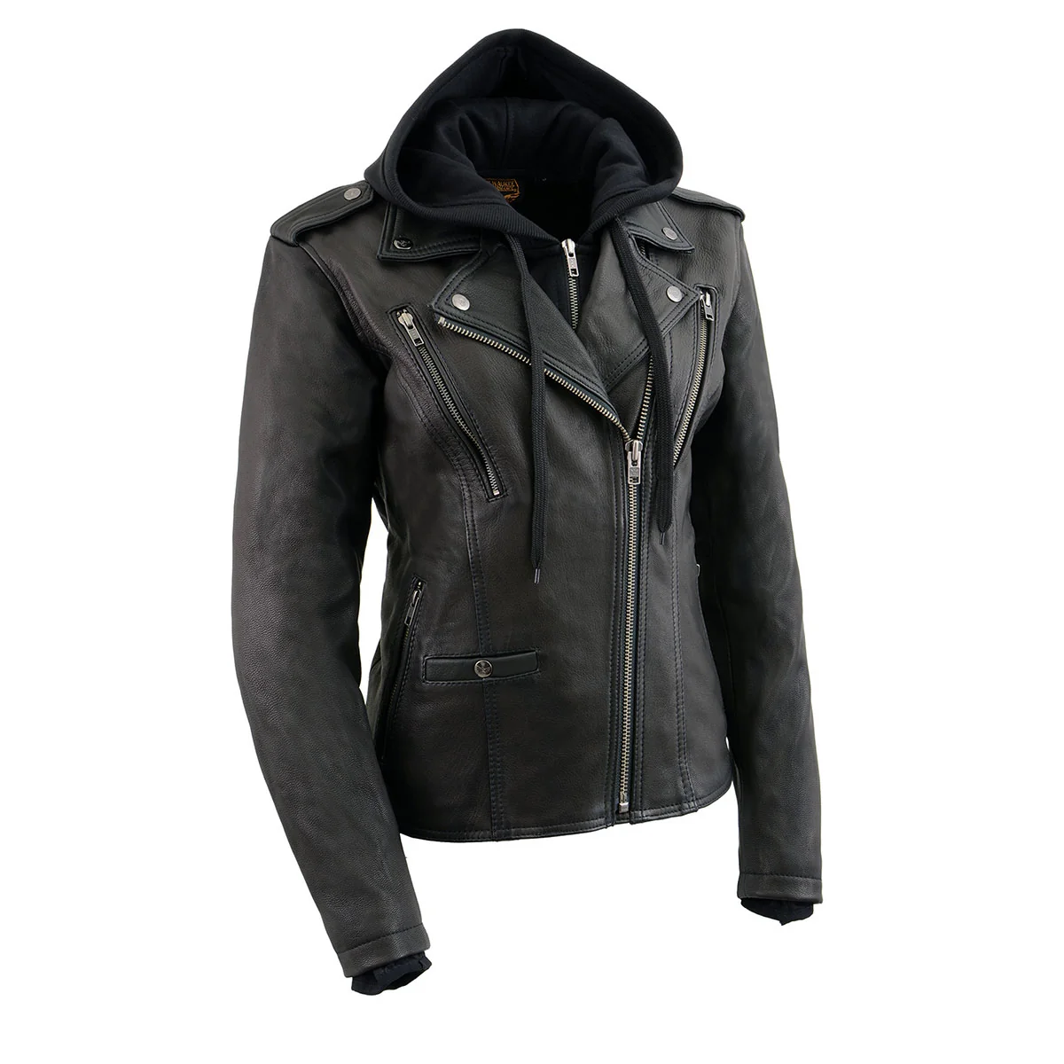 Environmentally Friendly Milwaukee Leather Women s Galactica Black Leather Vented Motorcycle Jacket with Removable Hoodie – MLL2575 Fine Crafted