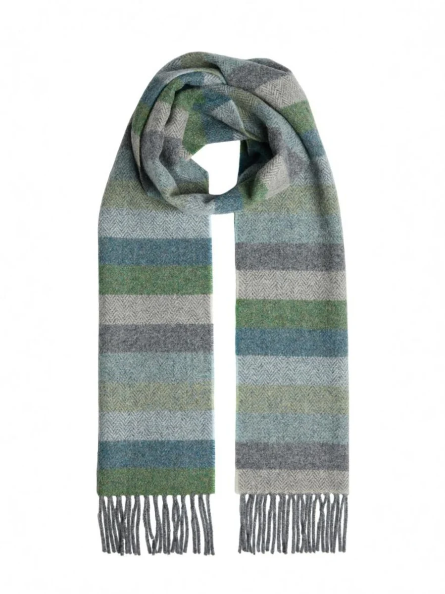 Versatile Foxford Grey Fringe Multi-Stripe Lambswool Scarf Refined