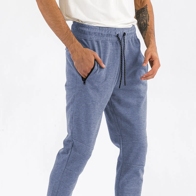 Casual Men’s Blue Jogger Pants – Comfortable Tapered Sweatpants with Drawstring Waist Reusable