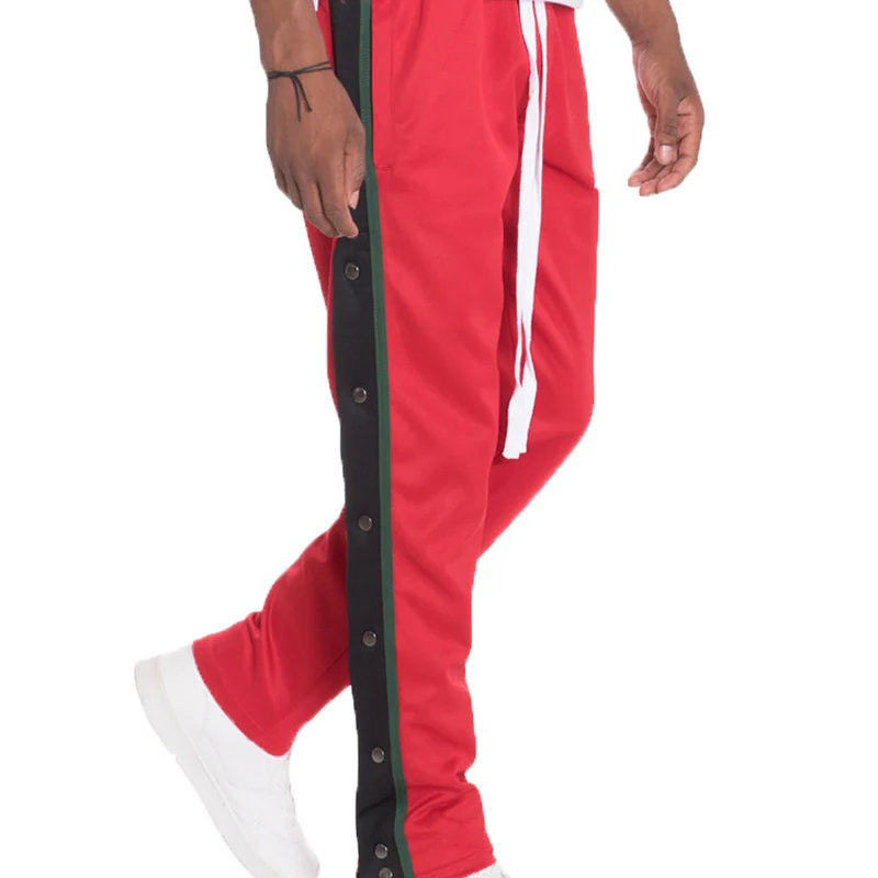 Specialty Stylish Men’s Red Jogger Pants with Green and Black Stripes for Comfort Trusted