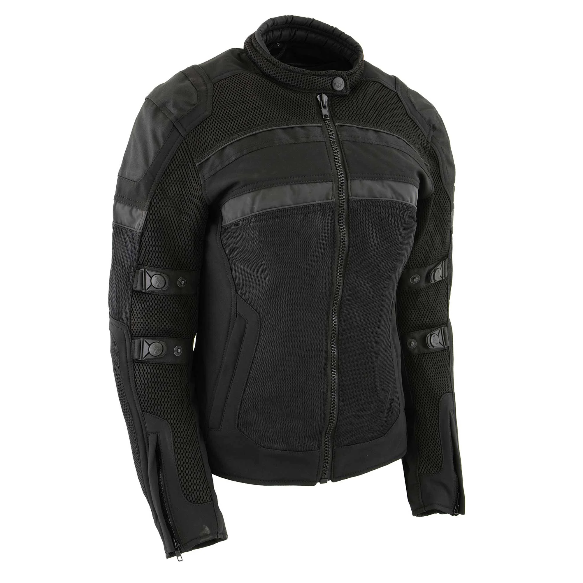 Original Milwaukee Leather MPL2775 Black Armored Textile Motorcycle Jacket for Women – All Season Jacket w Removable Liner Exceptional