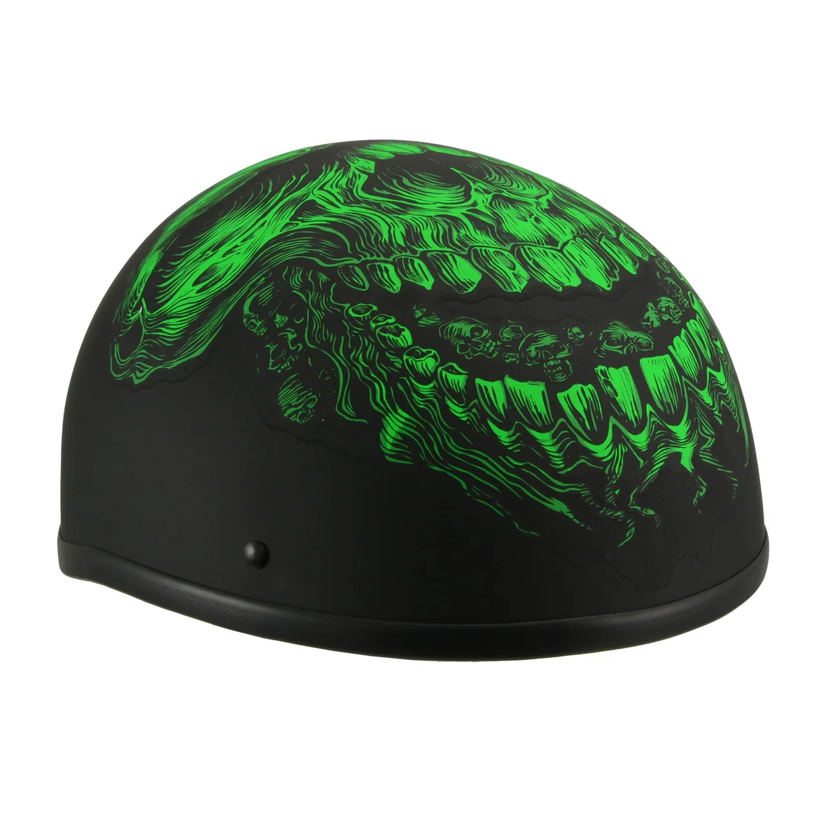 Certified Milwaukee Helmets MPH9773 Green Skeleton Matte Black DOT Half Helmet High-Grade