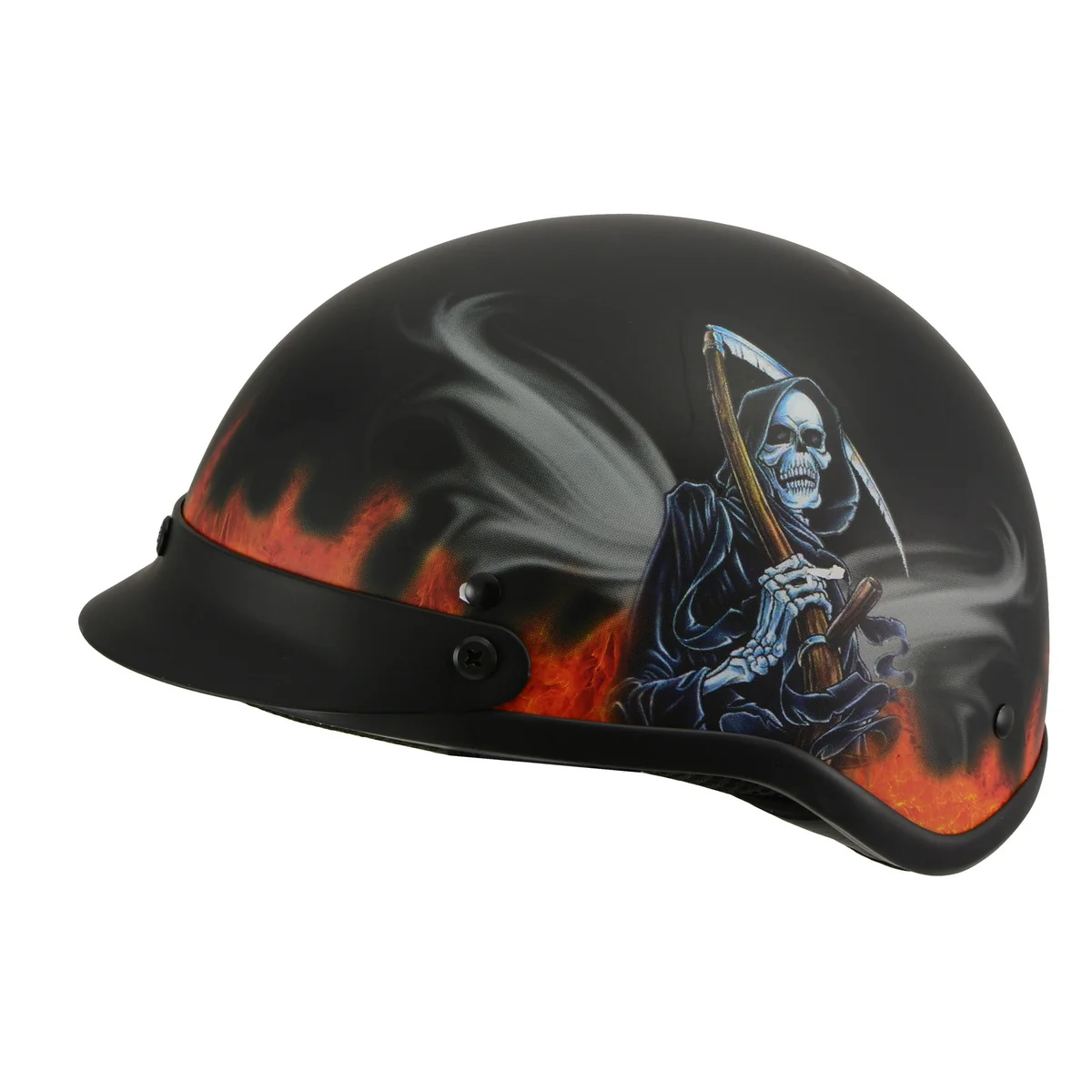 Sustainable Milwaukee Helmets MPH9778 Matte Black Grim Reaper DOT Half Helmet Elegant