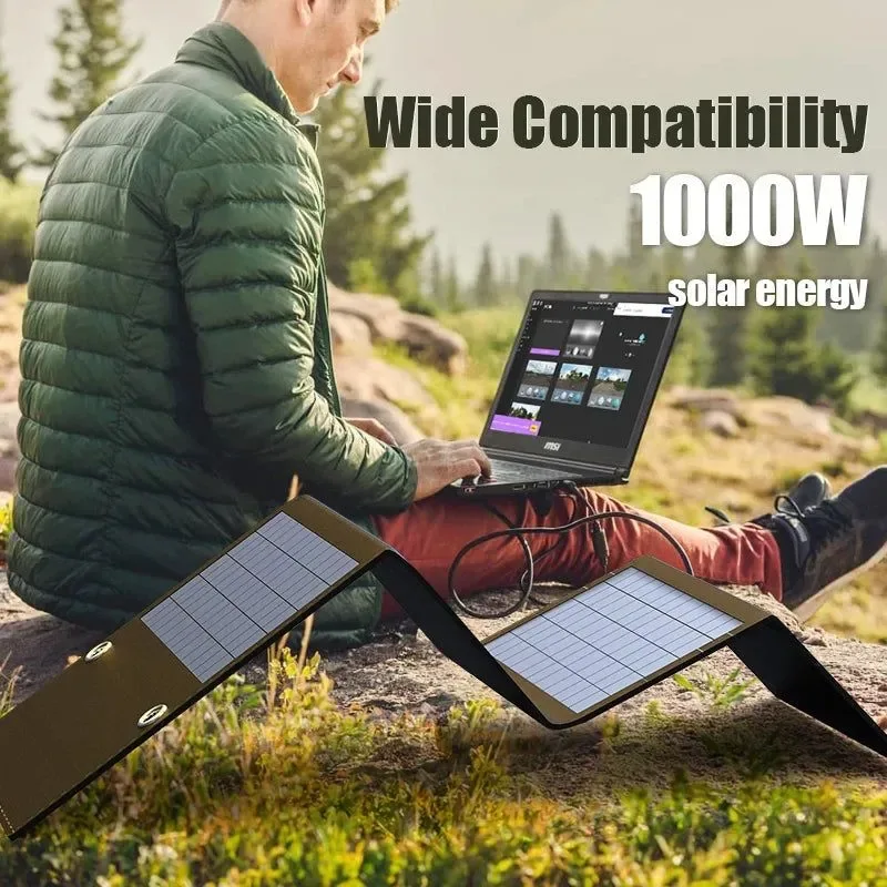 Quality 1000W Portable Folding Solar Panel Bag with USB DC Output – Outdoor Power Supply for Phones Generators Camping Clean