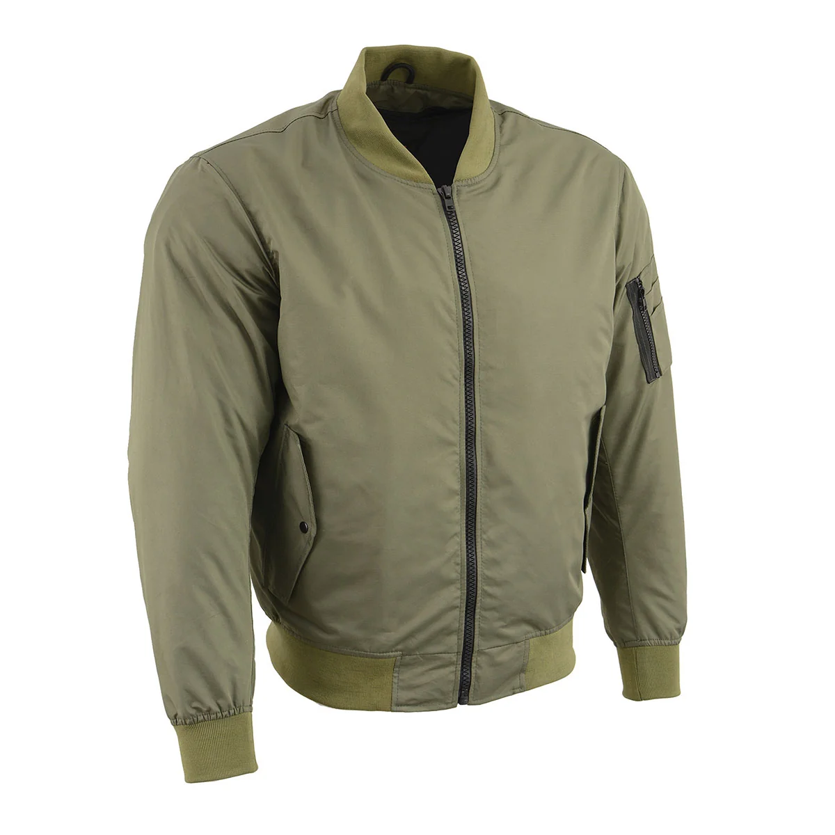 Detailed Milwaukee Leather MPM1731 Men’s Green Textile Aviator Bomber Jacket with Armor Protection Minimalist