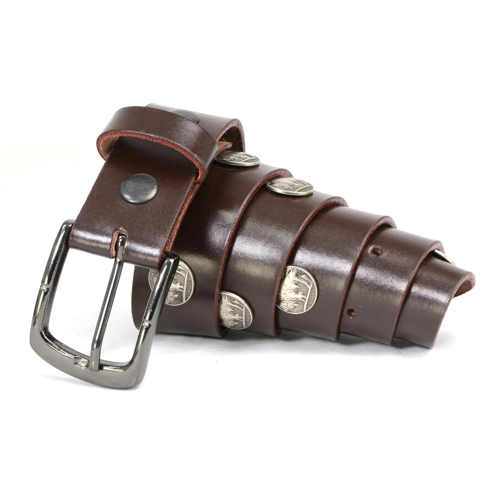Selected Milwaukee Leather MP7107 Men’s 5 Cent Buffalo Coin – Brown Leather Belt w Interchangeable Buckle – 1.5 inches Wide Official