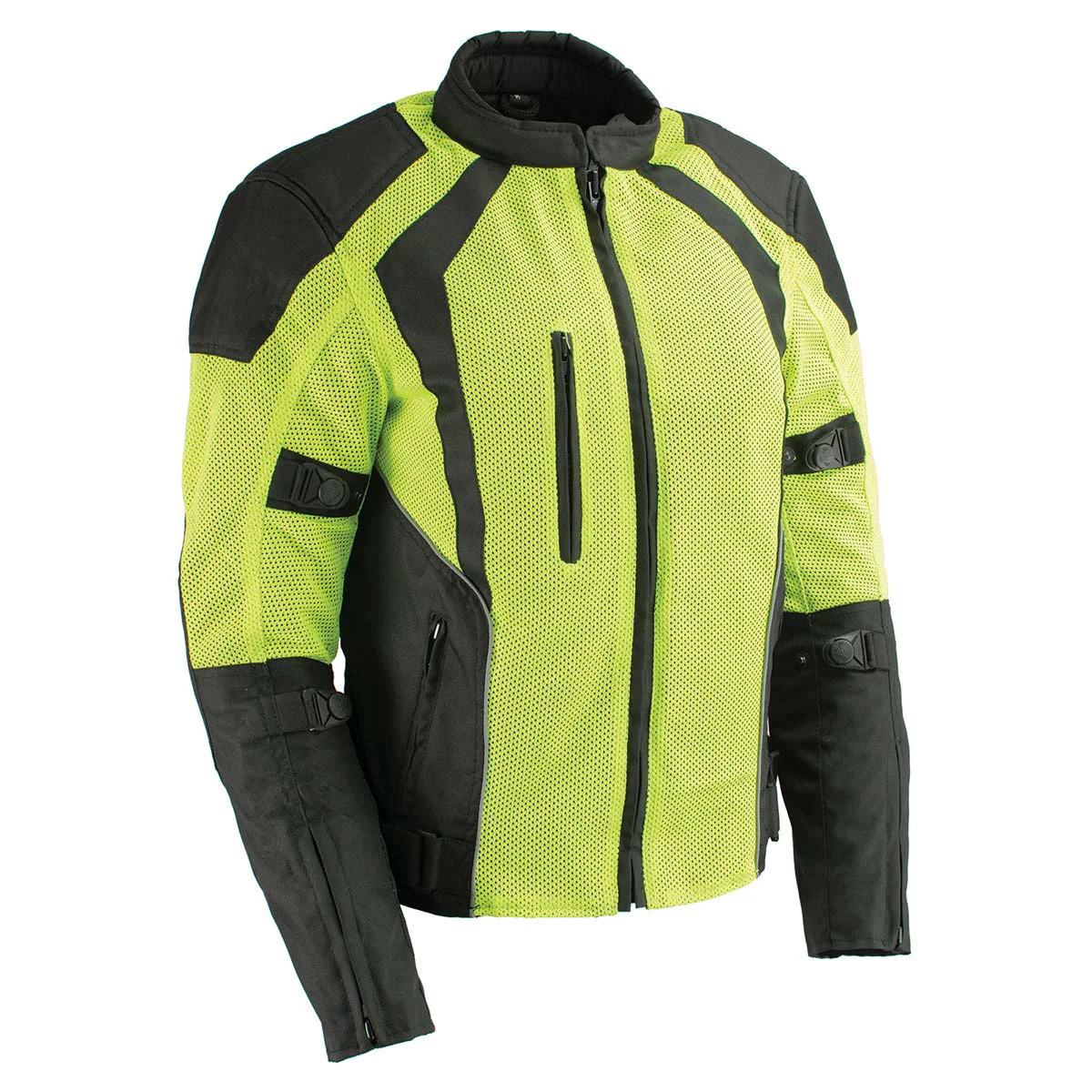 High-Quality Milwaukee Leather MPL2793 High Vis Green with Black Armored Textile Motorcycle Jacket for Women – All Season Mesh Jacket Enhanced