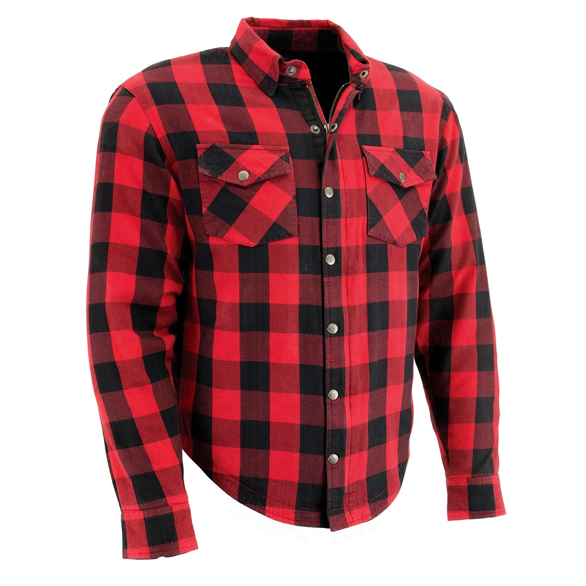 Natural Milwaukee Leather MPM1631 Men’s Plaid Flannel Biker Shirt with CE Armor – Reinforced w Aramid Fiber Crafted