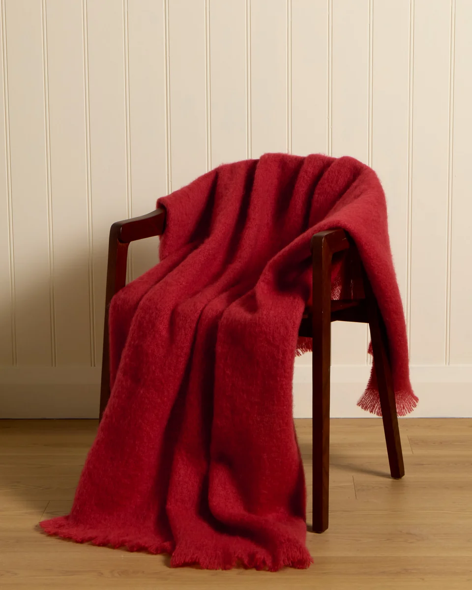 Elegant Foxford Red Sky Mohair Throw High-Quality