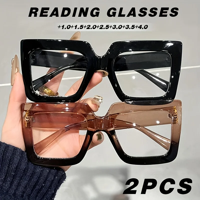 Secure 2PCS Square Frame Reading Glasses for Women Healthy