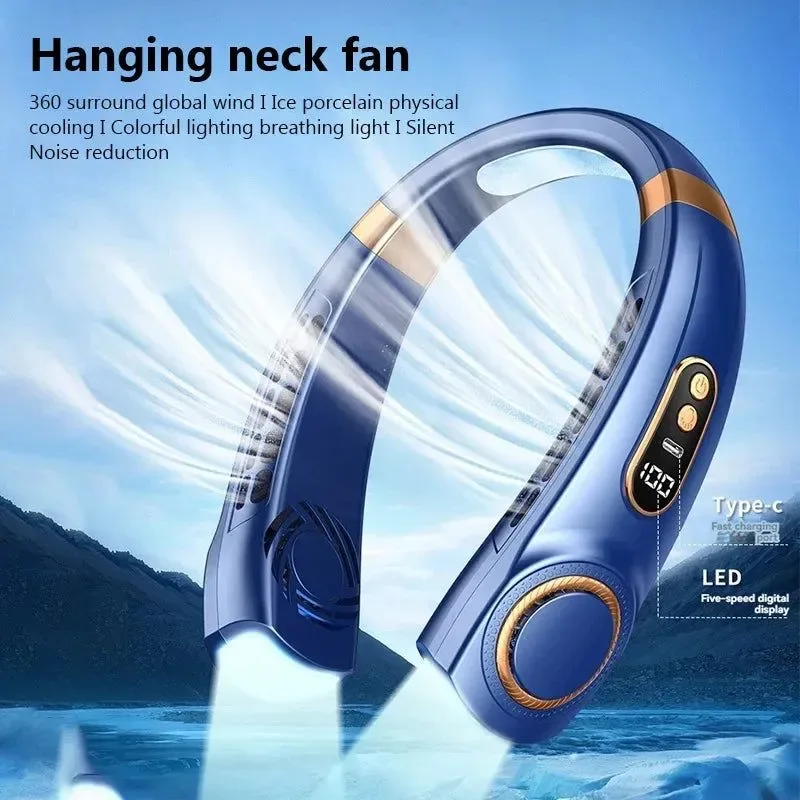 Traditional Portable Bladeless Halterneck Fan – USB Rechargeable Silent Hands- Cooling Artisan